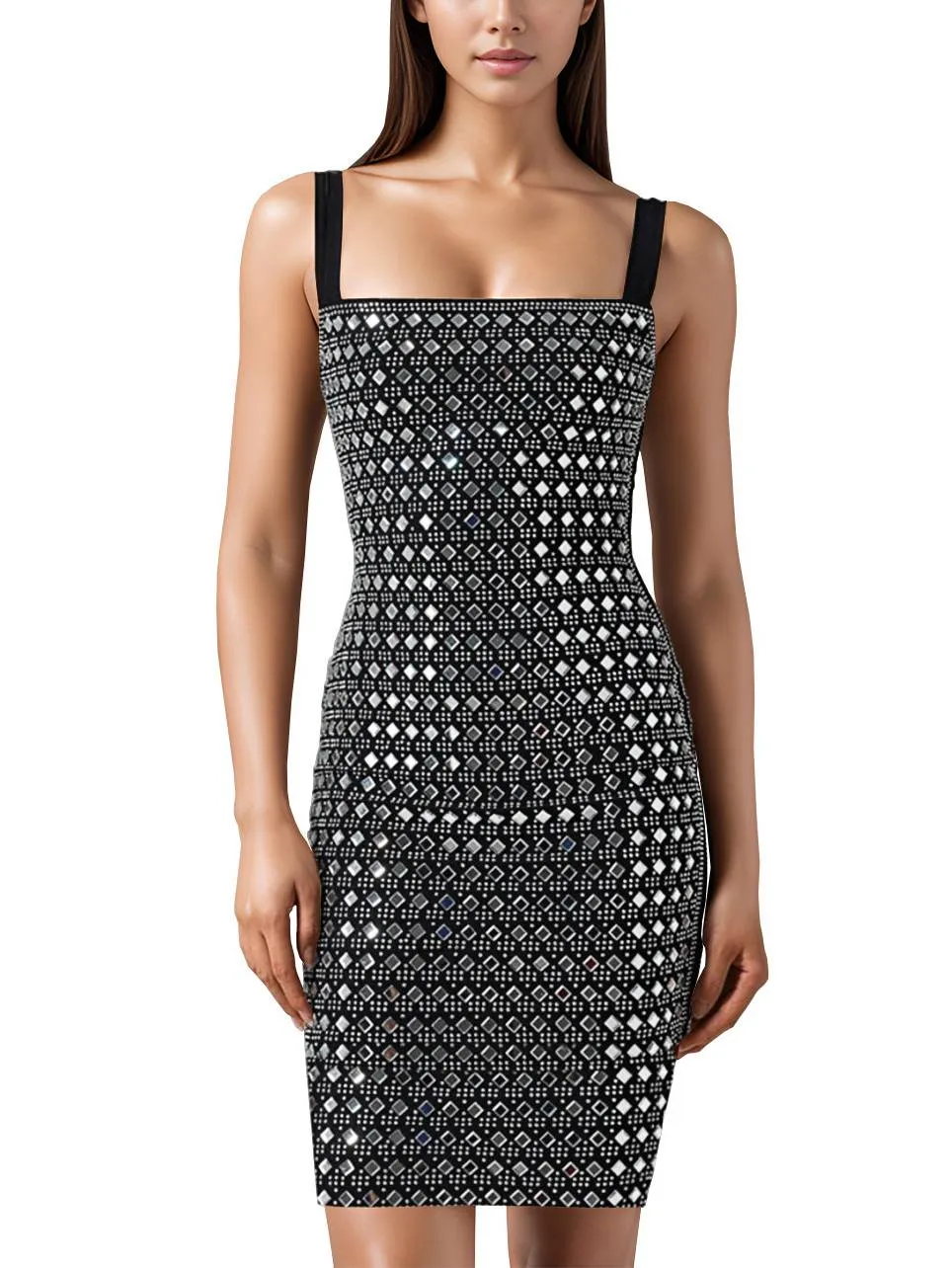 Rhinestone Slim Sling Mini Dress