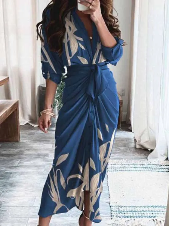 V-neck Pleated Strap Dress