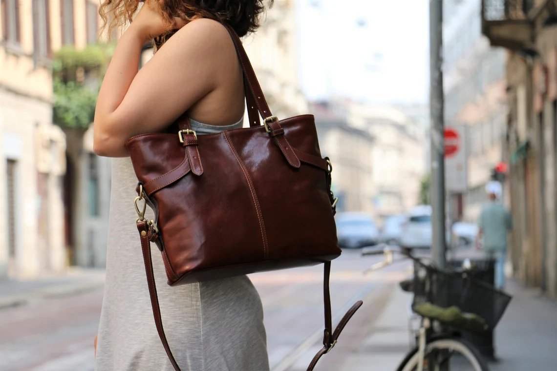 Recurious Butter Leather Pattern Hand-held Slung Women's Bag Fashion Large Capacity